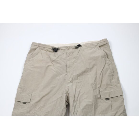 Vintage 90s Streetwear Mens XL Convertible Wide Leg Cargo Pants Shorts Beige - Picture 2 of 13